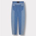 Jmojo heart panel tapered fit women jeans blue wash back view flat lay