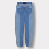 Jmojo heart panel tapered fit women jeans blue wash back view flat lay