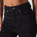 Jmojo heart stitch straight leg jeans back pocket detail