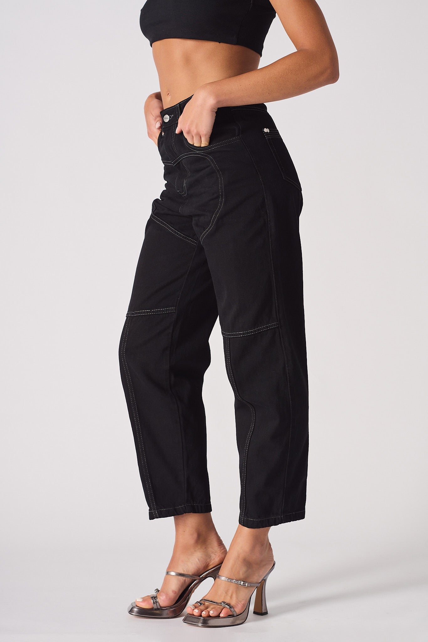 Jmojo heart stitch straight leg jeans front close up