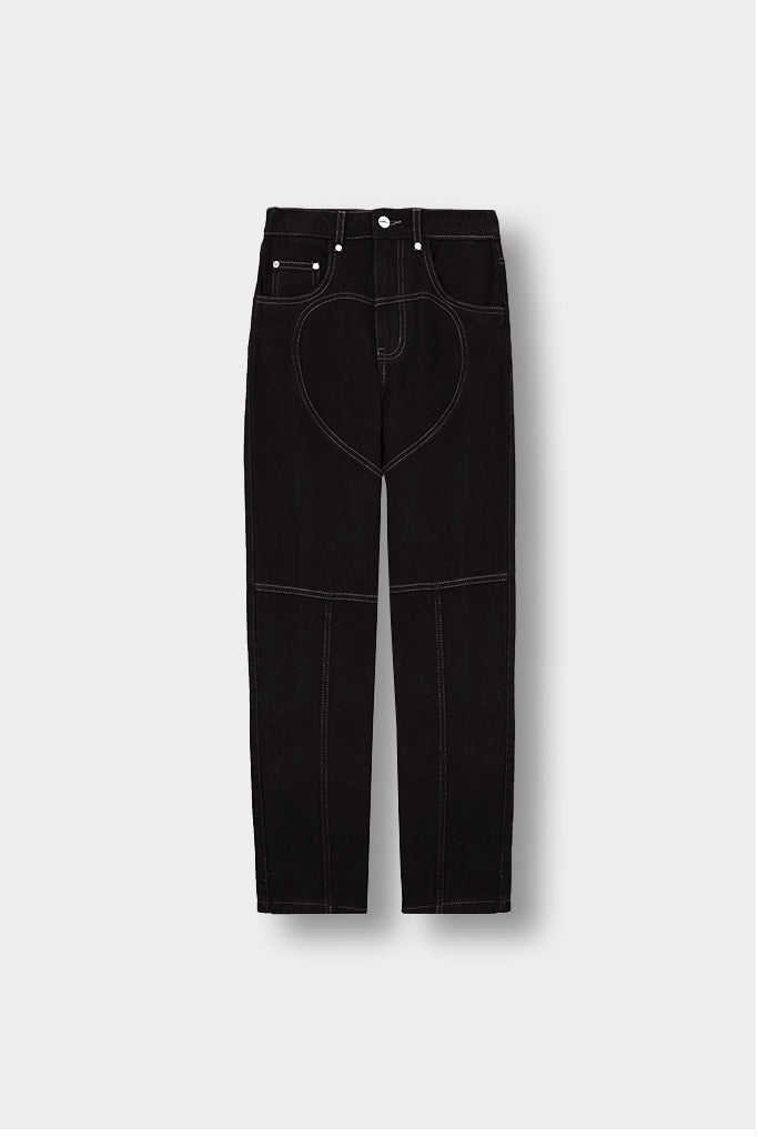 Jmojo heart stitch straight leg jeans front flat lay