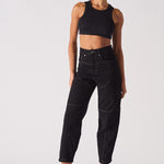 Jmojo heart stitch straight leg jeans model angled front