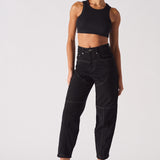 Jmojo heart stitch straight leg jeans model angled front