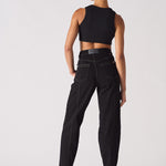 Jmojo heart stitch straight leg jeans model back view