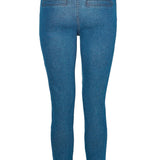 Jmojo high waisted biker skinny jeans dark blue back view flat lay