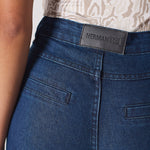 Jmojo high waisted biker skinny jeans dark blue back pocket and logo detail