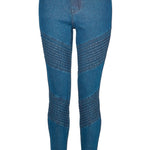 Jmojo high waisted biker skinny jeans dark blue front view flat lay