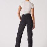 Jmojo high waisted black straight leg jeans back full length view