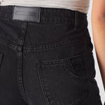 Jmojo high waisted black straight leg jeans Herman and Co back label close up