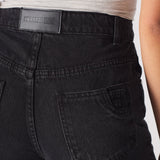 Jmojo high waisted black straight leg jeans Herman and Co back label close up