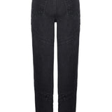 Jmojo high waisted black straight leg jeans flat lay back view