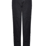 Jmojo high waisted black straight leg jeans flat lay front view