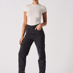Jmojo high waisted black straight leg jeans front full length view