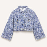 Jmojo marble print cropped denim jacket flatlay front view