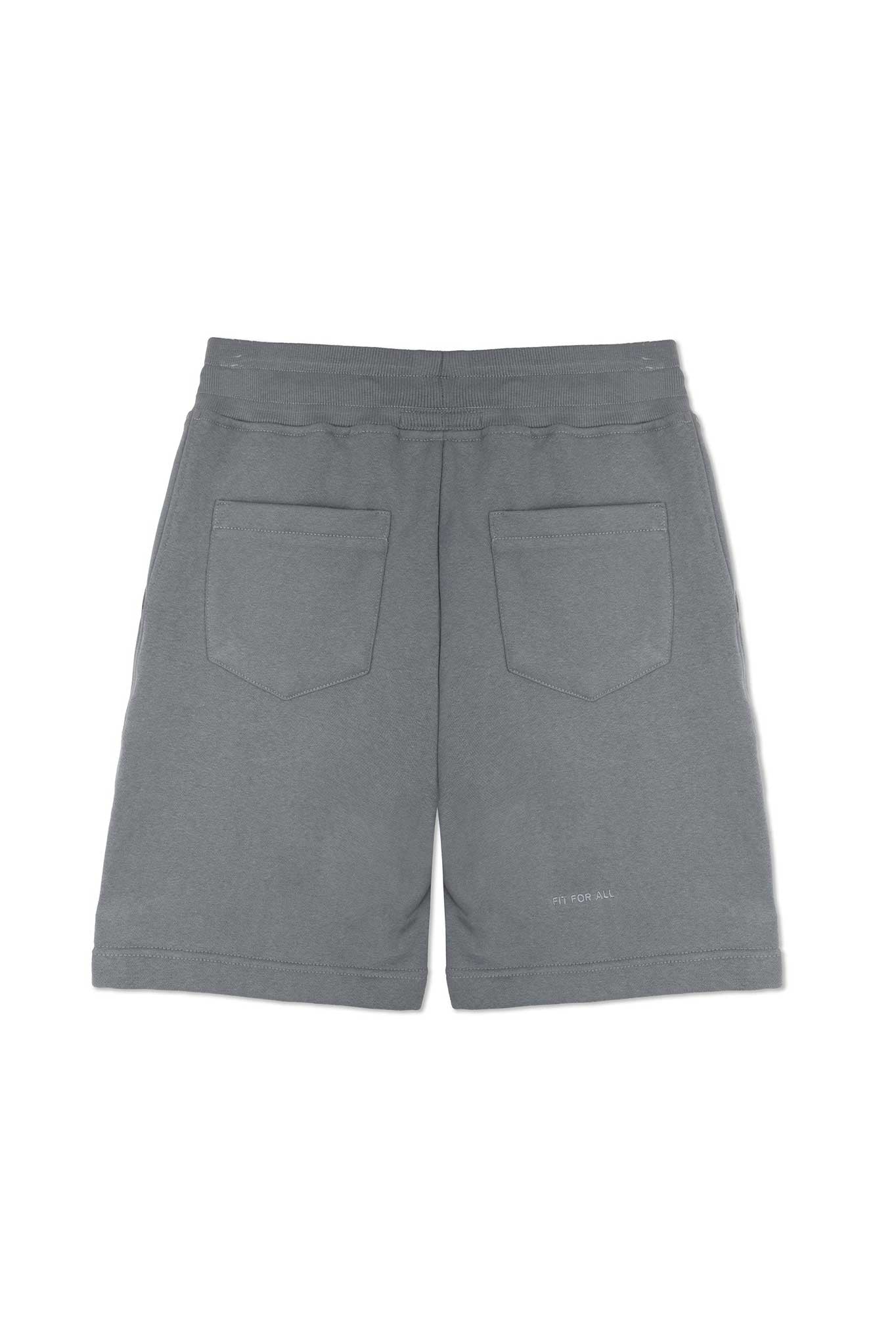 mens cool grey sweatshorts flat lay back view dual patch pockets