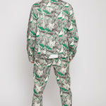Jmojo printed denim jacket men green back view