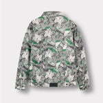 Jmojo printed denim jacket men green flatlay back view