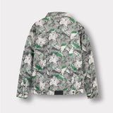 Jmojo printed denim jacket men green flatlay back view
