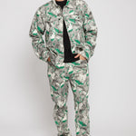 Jmojo printed denim jacket men green full outfit front view