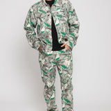 Jmojo printed denim jacket men green full outfit front view