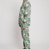 Jmojo printed denim jacket men green side profile view