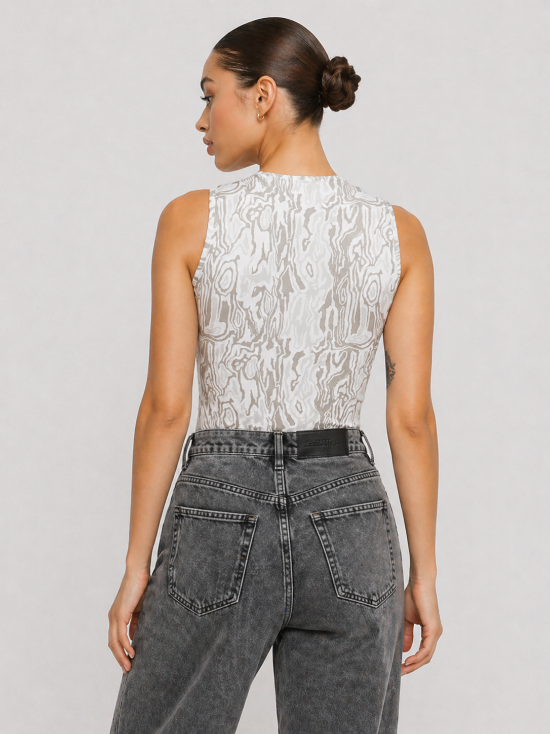 Jmojo printed racer neck bodysuit back view