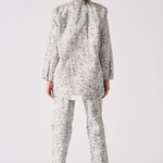 Jmojo printed sherpa denim jacket model full length back view