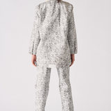 Jmojo printed sherpa denim jacket model full length back view