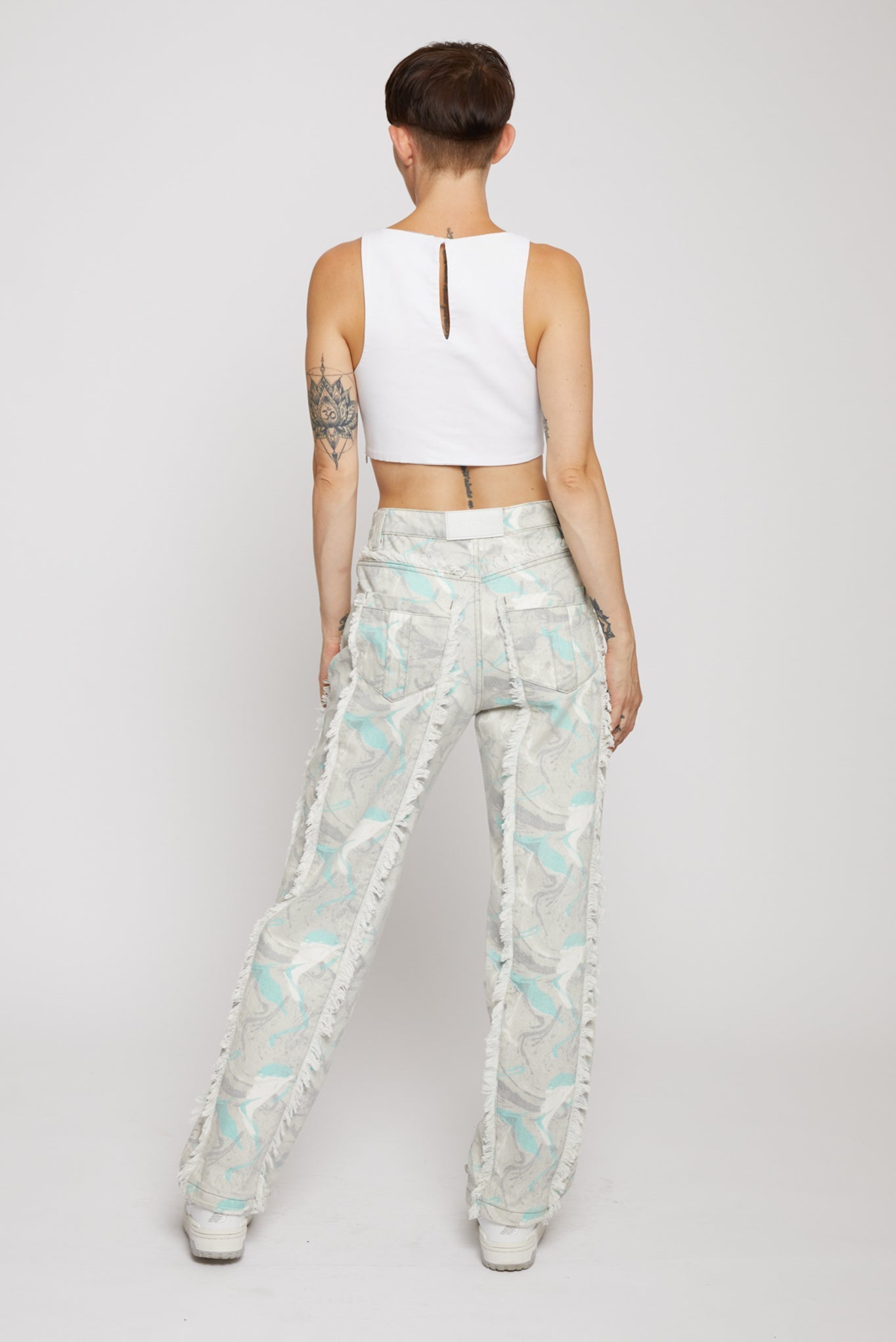 Jmojo printed straight leg jeans marble mint back view