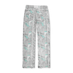 Jmojo printed straight leg jeans marble mint flat lay back view