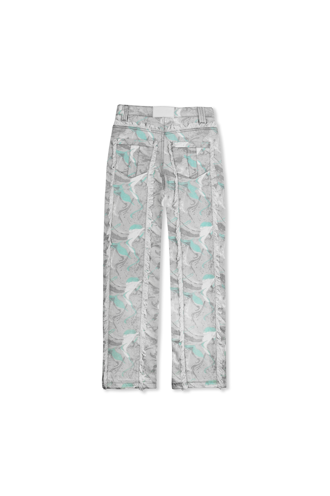 Jmojo printed straight leg jeans marble mint flat lay back view