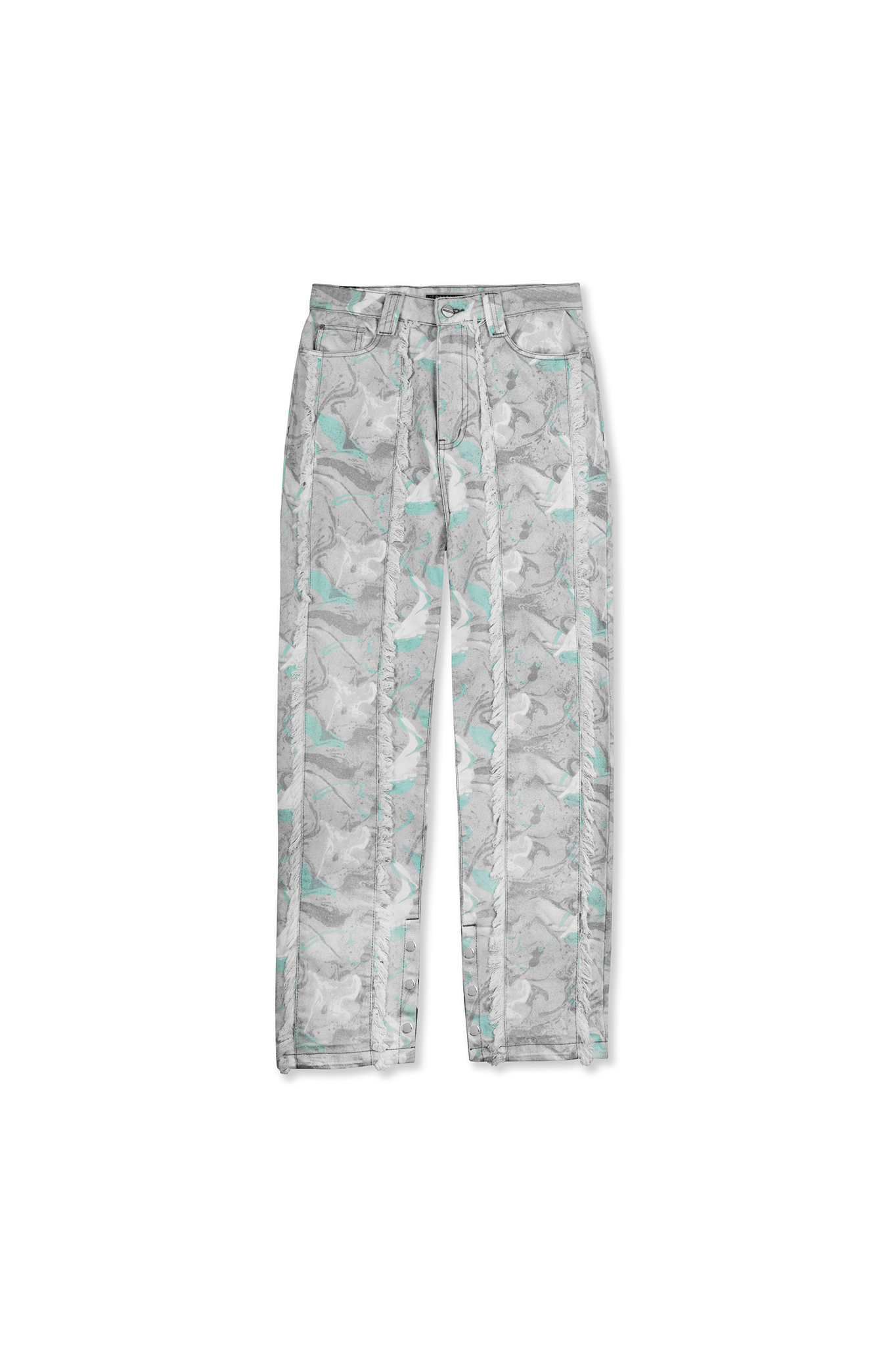 Jmojo printed straight leg jeans marble mint flat lay front view
