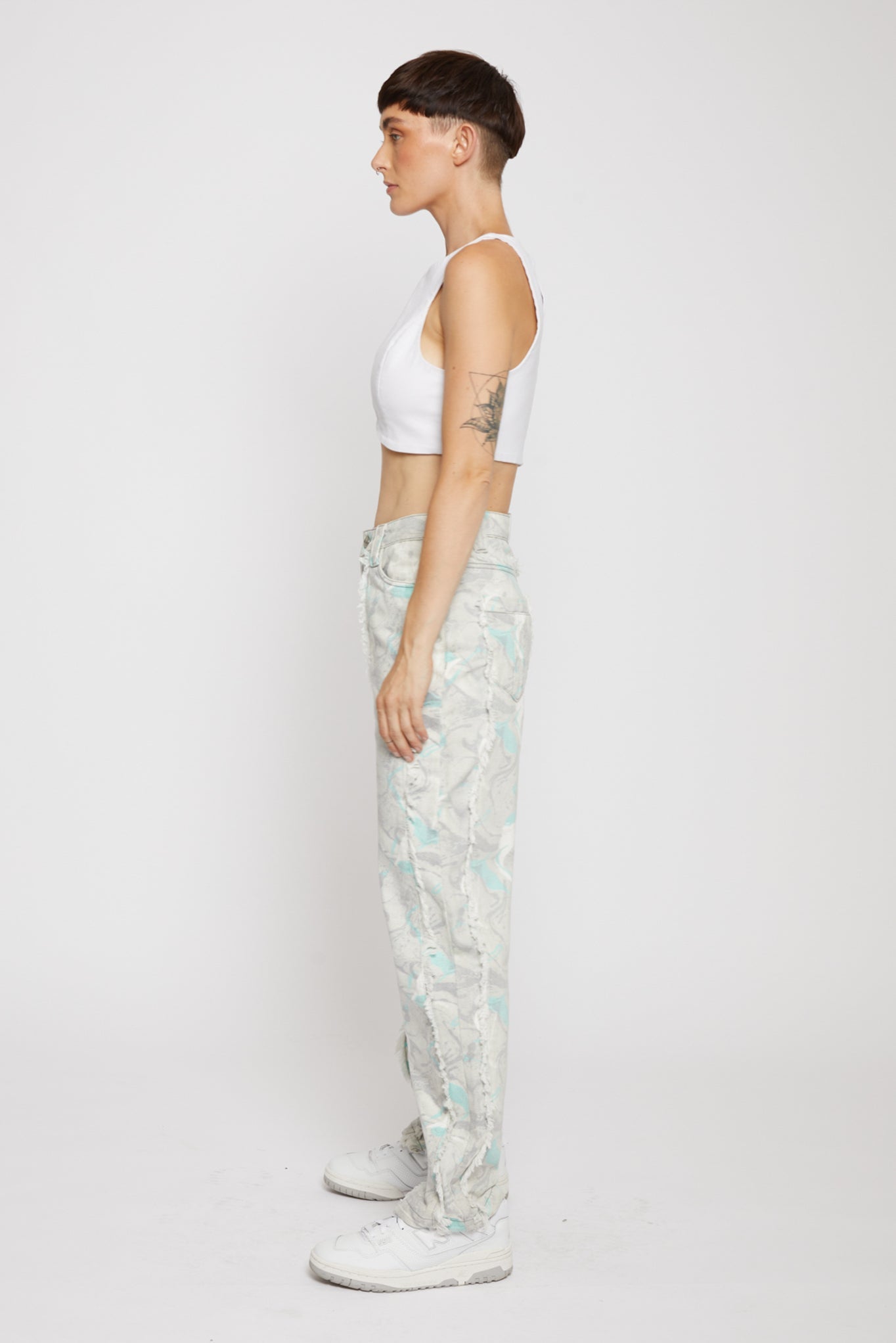 Jmojo printed straight leg jeans marble mint side view