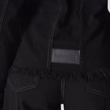 Jmojo tapered waist black denim jacket back logo patch detail close up