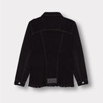 Jmojo tapered waist black denim jacket flatlay back view