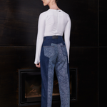 Jmojo two tone tapered jeans model back view