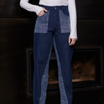 Jmojo two tone tapered jeans model front close up
