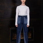 Jmojo two tone tapered jeans model front view
