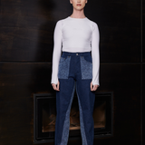 Jmojo two tone tapered jeans model front view