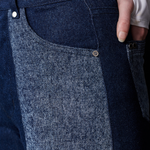 Jmojo two tone tapered jeans side and back pocket view