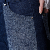 Jmojo two tone tapered jeans side and back pocket view