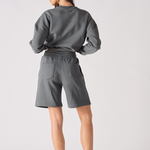 Jmojo womens cool grey sweatshorts back view patch pockets