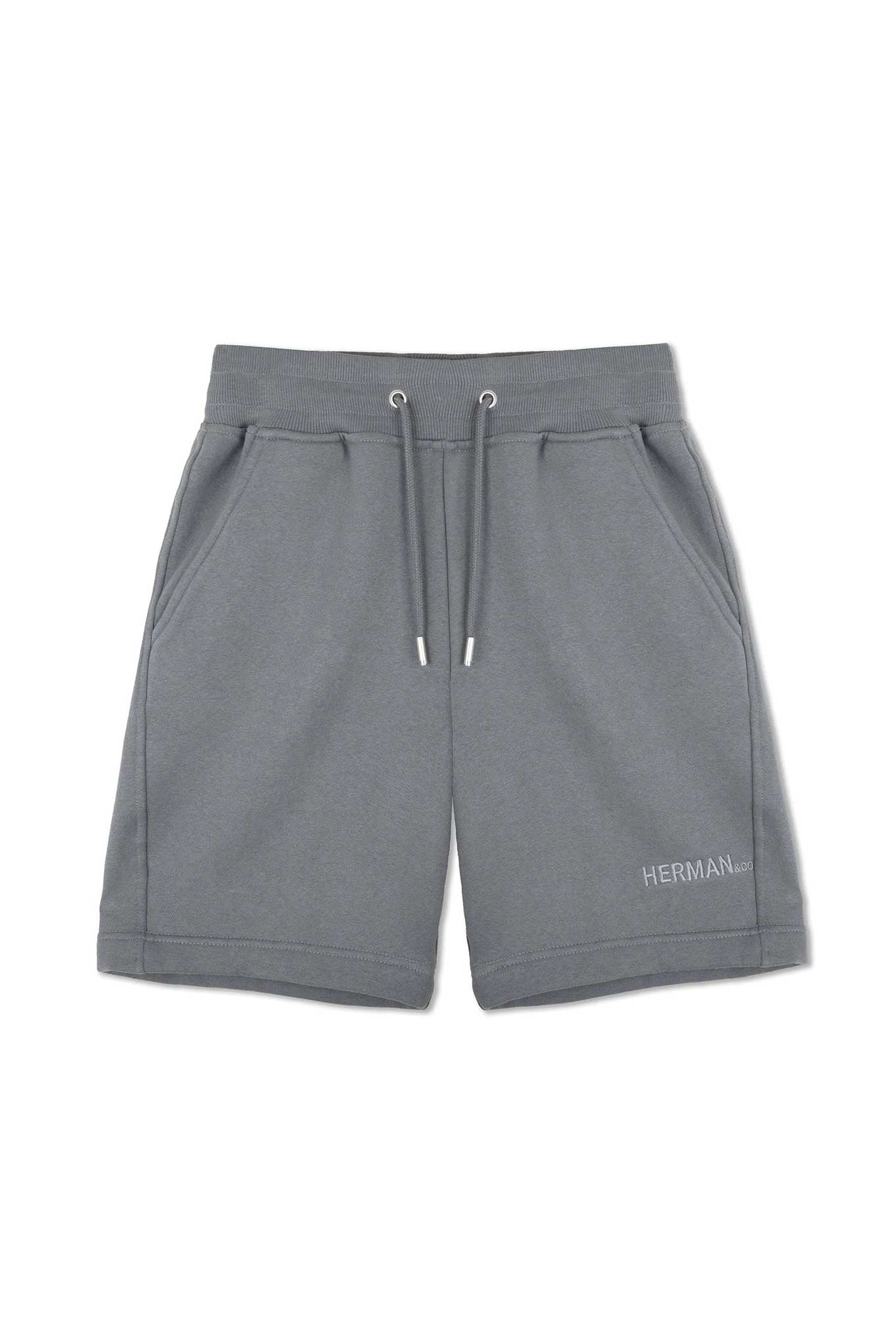 Jmojo womens cool grey relaxed fit sweatshorts flat lay front view