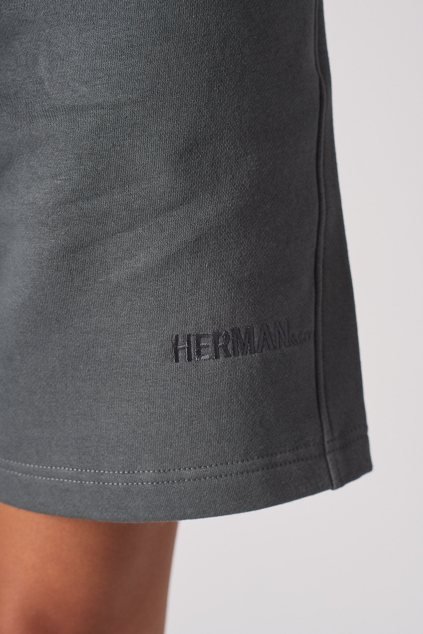 Jmojo womens cool grey sweatshorts herman and co tonal logo embroidery 