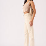 Jorah High Waisted Relaxed Straight Leg Jeans - Stone - JMOJO - Women's Straight Leg Jeans