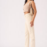 Jorah High Waisted Relaxed Straight Leg Jeans - Stone - JMOJO - Women's Straight Leg Jeans