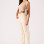 Jorah High Waisted Relaxed Straight Leg Jeans - Stone - JMOJO - Women's Straight Leg Jeans