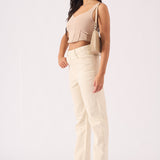 Jorah High Waisted Relaxed Straight Leg Jeans - Stone - JMOJO - Women's Straight Leg Jeans