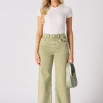 JUNIA High Rise Wide Leg Jeans - Lime Green - JMOJO - Women's Wide Leg Jeans