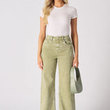 JUNIA High Rise Wide Leg Jeans - Lime Green - JMOJO - Women's Wide Leg Jeans